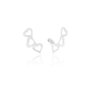 Ear Cuff em Prata 925 Corações Vazados