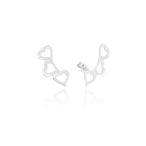 Ear Cuff em Prata 925 Corações Vazados