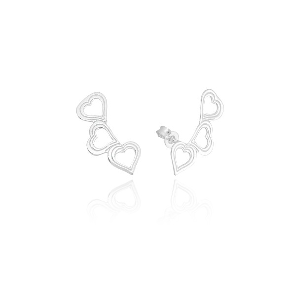 Ear Cuff em Prata 925 Corações Vazados