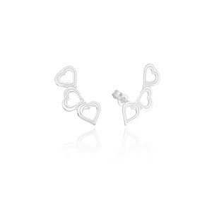 Ear Cuff em Prata 925 Corações Vazados