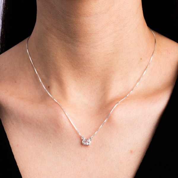 Choker em Prata 925 Pedra Oval