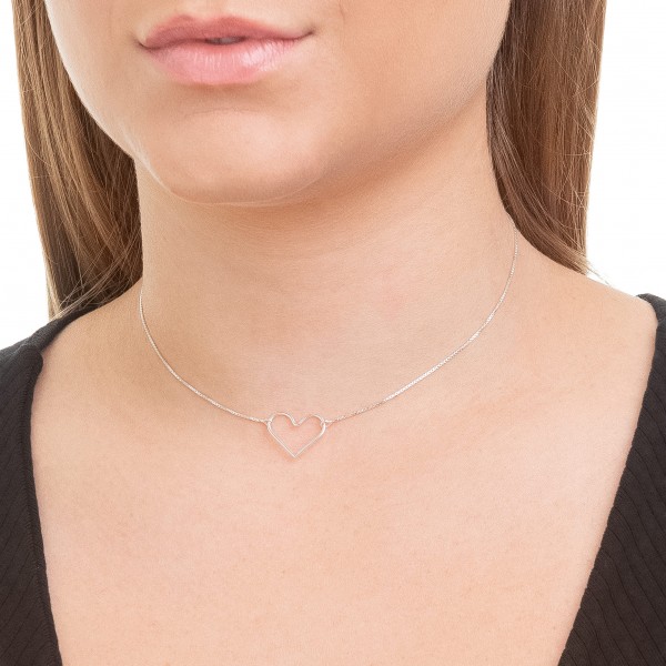 Choker em Prata 925 Coração Vazado